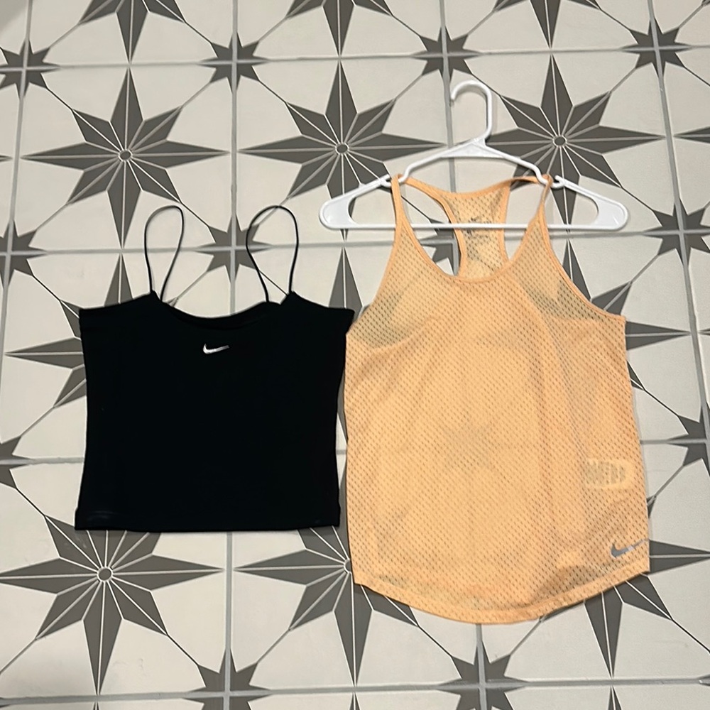 Nike Women's Black and Peach tanks